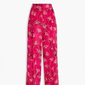 Valentino Fuchsia Floral Patterned Silk Pants